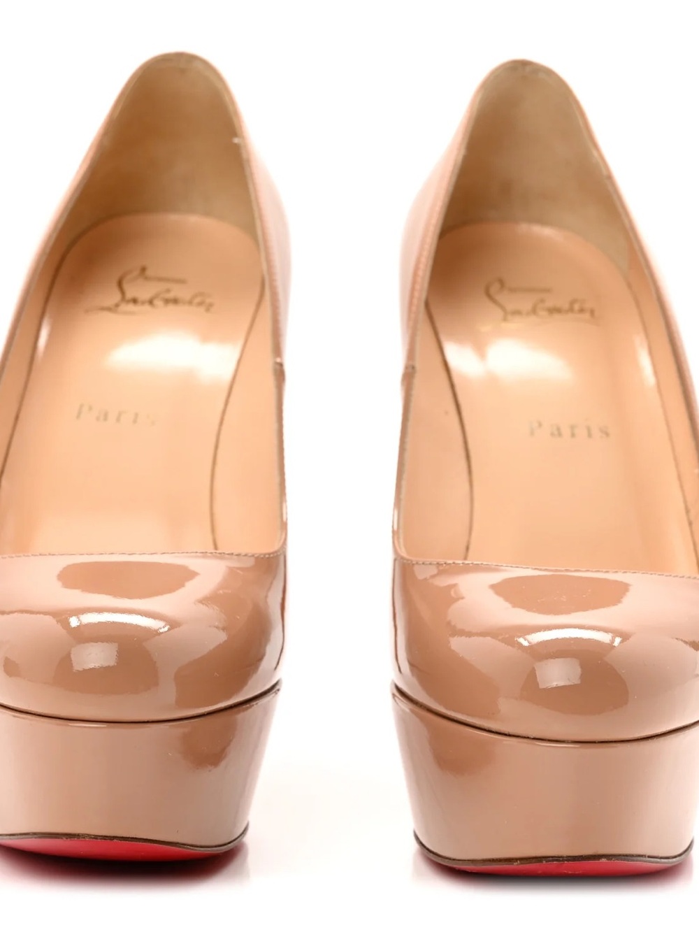 Christian Louboutin Patent Nude Platform Pumps with Red Sole
